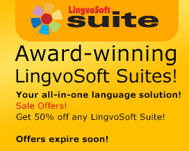 Award-winning LingvoSoft Suites! Your all-in-one language solution! Sale offers! Get 20% off any LingvoSoft Suite! Free CD and free shipping guaranteed! Offers expire soon!