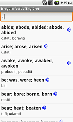 Ectaco English-Croatian Irregular Voice Verbs for Android