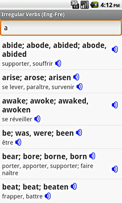 Ectaco English-French Irregular Voice Verbs for Android