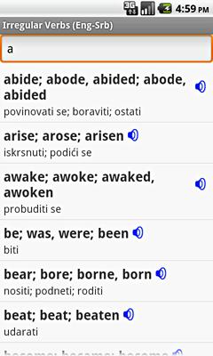 Ectaco English-Serbian Irregular Voice Verbs for Android