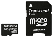 Карта памяти Transcend MicroSDHC 8GB с SD адаптером (TS8GUSDHC10)