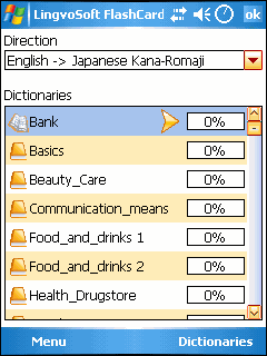 LingvoSoft FlashCards English <-> Japanese Kana Romaji for Pocket PC