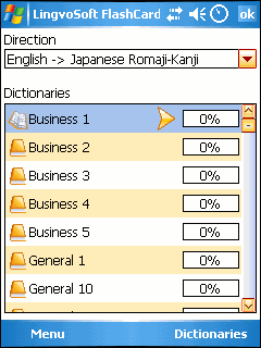LingvoSoft FlashCards English <-> Japanese Romaji Kanji for Pocket PC