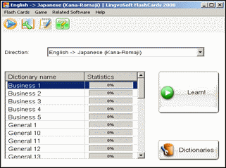 LingvoSoft FlashCards English <-> Japanese Kana Romaji for Windows