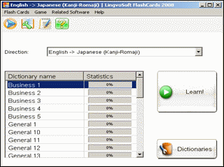 LingvoSoft FlashCards English <-> Japanese Kanji Romaji for Windows