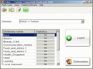 LingvoSoft FlashCardsPolish <-> Turkish for Windows