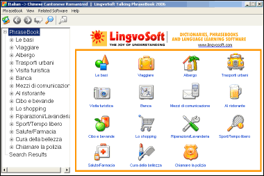 LingvoSoft Learning PhraseBook Italian <-> Chinese Cantonese Romanized for Windows
