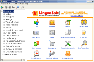 LingvoSoft Learning PhraseBook Italian <-> Korean for Windows