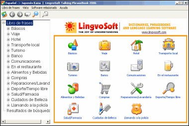 LingvoSoft Learning PhraseBookSpanish <-> Japanese Kana for Windows