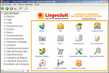 LingvoSoft Learning PhraseBookSpanish <-> Japanese Kanji for Windows