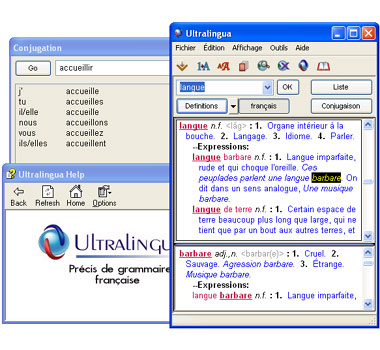 French Dictionary of Definitions and Synonyms Ultralingua software for Windows