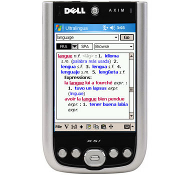 French <-> Spanish Translation Dictionary Ultralingua software for Pocket PC