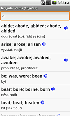 Ectaco English-Czech Irregular Voice Verbs for Android
