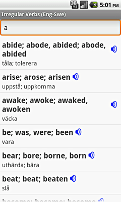 Ectaco English-Swedish Irregular Voice Verbs for Android